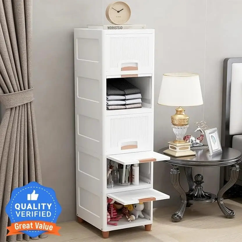 Neat & Versatile 5-Tier Drawer and Shelf Storage