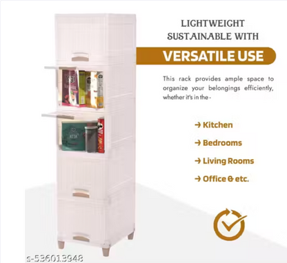 Neat & Versatile 5-Tier Drawer and Shelf Storage